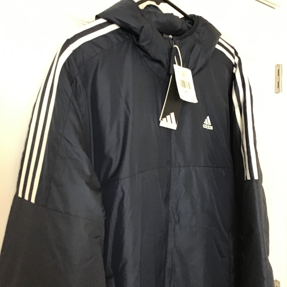 ADIDAS ESSENTIALS HOODED 3-STRIPES LIGHTWEIGHT JACKET - Picture 12 of 16